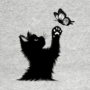 Cat Kitten and Butterfly Cat Lover Gift T-Shirt